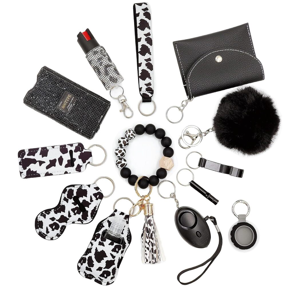 2085 Gift Keychain Set with Card Holder, Wristlet Strap, Whistle, Travel